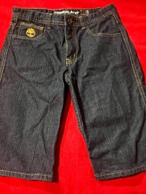 Timberland Denim Bermuda Shorts Youth Size 16 Blue Long Jean Shorts Logo